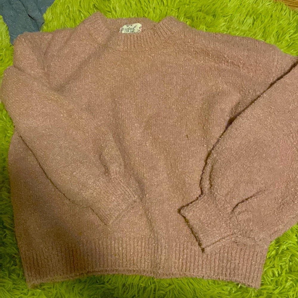Pink cute sweater cropped slightly